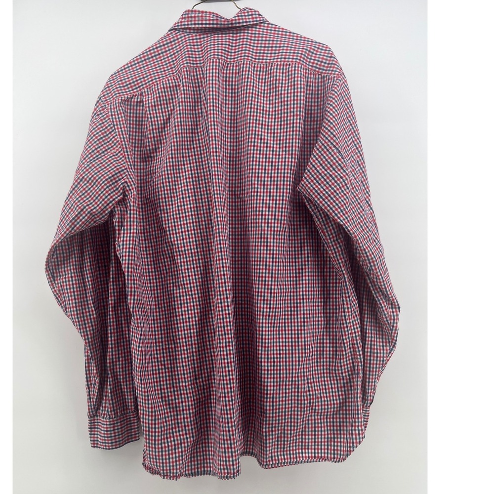 Steven Alan Mens XL Gingham Check Button Down Shirt Red Navy Blue Long Sleeve - Picture 3 of 6